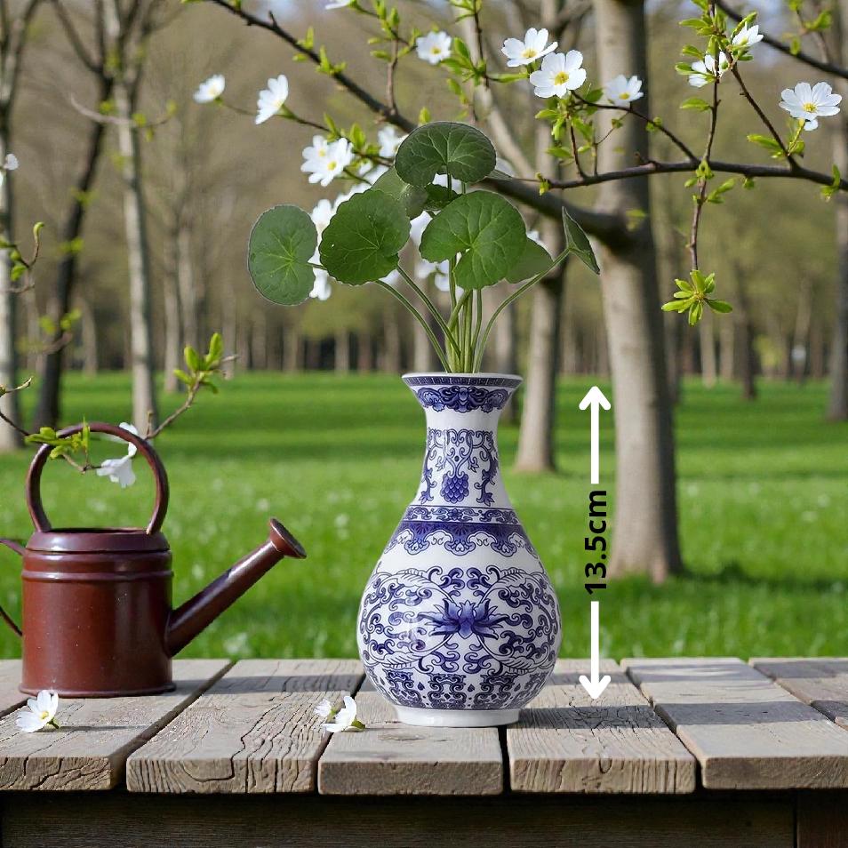 Antique Blue & White Porcelain Wall Vase, Ceramic Flower Container