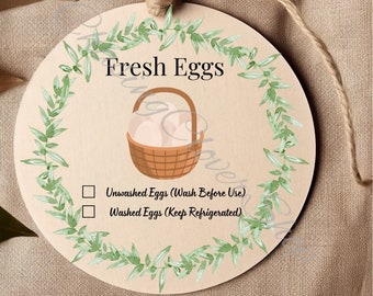 Descarga digital de huevos frescos, huevos lavados o sin lavar, etiqueta impresa en casa, pegatina impresa en casa, etiqueta de huevo para cajas o letrero de huevo