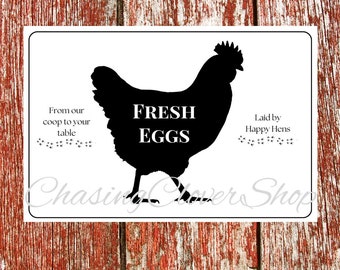 Descarga digital de pollo con huevos frescos - Imprimir en la etiqueta de casa - Imprimir en la etiqueta de casa - Etiqueta de huevo - Etiqueta de cartón de huevos