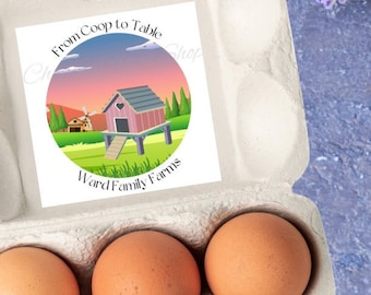 Plantilla de cooperativa a mesa, pegatina imprimible personalizable, descarga instantánea en PDF, producto digital editable para etiqueta, pegatina o anuncio de cartón de huevos