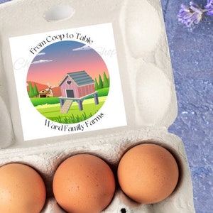 Coop to Table Template, Customizable Printable Sticker, PDF Instant Download, Editable Digital Product for Egg Carton Label, Sticker, or Ad