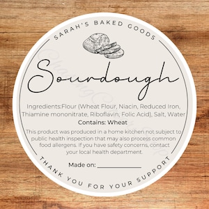 Sourdough Bread Cottage Law Circle Sticker Template, Customizable Print-at-Home Cottage Law Label, Instant PDF Digital Download Template