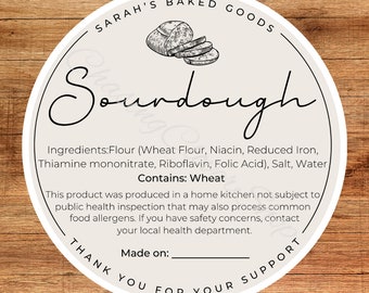 Sourdough Bread Cottage Law Circle Sticker Template, Customizable Print-at-Home Cottage Law Label, Instant PDF Digital Download Template