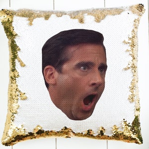 Steve Carell Michael Scott Kissen, Promi-Kissen, das Büro, lustiges Geschenk, Geschenk für sie / ihn, Pailletten-Kissen-Geschenk 15 &quot;x 15&quot;