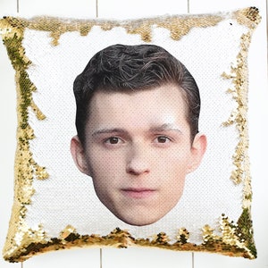 Tom Holland, Tom Holland Pillow, Funny Gift, Gift For Her, Gift For Him, Sequin Pillow Gift, 15&quot; x 15&quot; Pillow.
