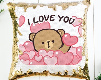 Cuscino Bubu e Dudu, Ti amo, Regalo di San Valentino, Regalo per gli amanti, Cuscino carino, Regalo carino, Regalo per le donne, Regalo di compleanno, Cuscino 15" x 15"