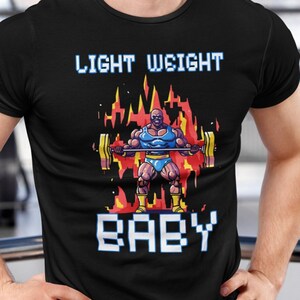 Light Weight Baby, Retro Pixel Bodybuilding Workout Gym Shirt, Tank Top for Weightlifting, Fitness Training Shirt, Motivation Lifting Shirts
