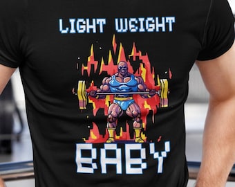 Light Weight Baby, Retro Pixel Bodybuilding Workout Gym Shirt, Tank Top for Weightlifting, Fitness Training Shirt, Motivation Lifting Shirts