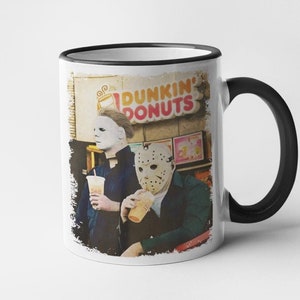 Michael & Jason Halloween Coffee Mug, Funny Halloween Horror Mug, Horror Themed Birthday Gifts and Halloween Collectibles, Scary Movie Mug