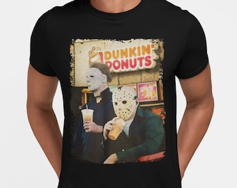 Funny Horror Shirt, Slasher Villains D*nkin Donuts Halloween Shirts, Horror Movie Killers Tee, Horror Movie Fan Horror Gifts for Him & Her