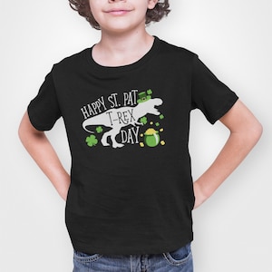 St Patrick&#39;s Day Kids Shirt, T-Rex Shirt, Dinosaur Tee for Kids & Toddlers, St. Paddy&#39;s Day Dinosaur Shirt, Funny St Patrick&#39;s Day Gift Idea