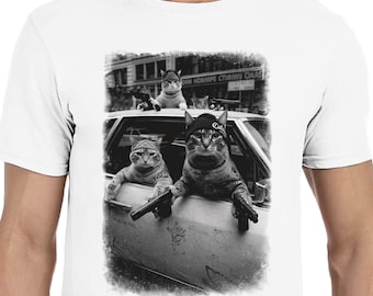 Funny Gangster Cats Shirt, Street Cat Crew Tee, Chaotic Cat Car Meme Shirt, Urban Cat Graphic Tee, Cat Lover Gift, Funny Animal Shirt