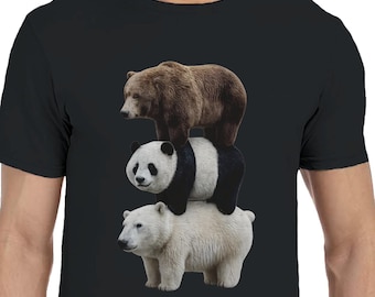 Stacked Bears Meme T-Shirt, Realistic Animal Graphic Tee