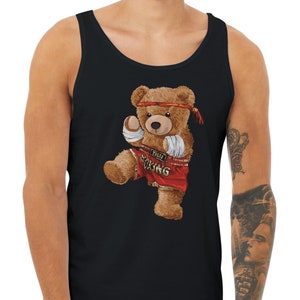 Muay Thai Boxing Bear Animal Tank, World Champ, Trendy Kickboxing Bear Tank Top, MMA Boxer Tank, Gym Clothing, Muay Thai Shirt, Boxer Gifts
