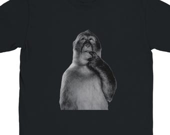 Funny Thinking Monkey Shirt, Philosopher Monkey Tee, Dumb Meme T-Shirt, Dank Meme Graphic Tee, Vintage Bootleg Style Shirt