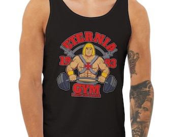 Heroic Barbarian Gym Tank Top, Mighty Warrior Workout Tee, Retro Hero Fitness Apparel, 80s Fans Gym Shirt, Superhero Gamer Themed Gym Shirt