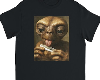 Funny Alien Smoking Shirt, Rolling Joint Alien Tee, Weed Meme Shirt, Stoner Graphic T-Shirt, Space Alien Shirt, Funny Cannabis Tee