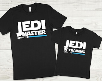 Jedi Master and Jedi In Training Shirts, Matching Father and Son Shirts, Father's Day Gift, Dad and Baby Matching Family Sets, New Dad Gift