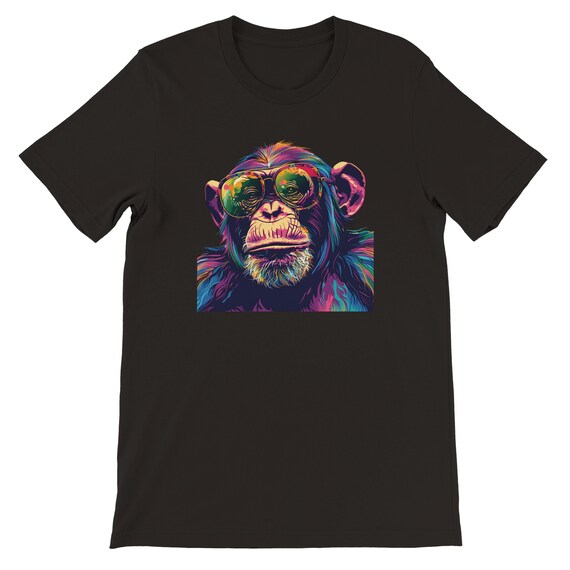Chimpanzee Sunglasses Shirt, Funky Monkey Graphic Tee, Hipster