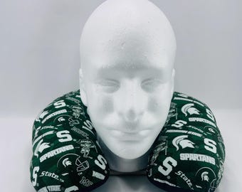 Michigan State University | Travel Pillow-Fleece U-Shaped Neck Pillow for Car, Plane, Office, Bus & Game Day Comfort-Head and Neck Support
