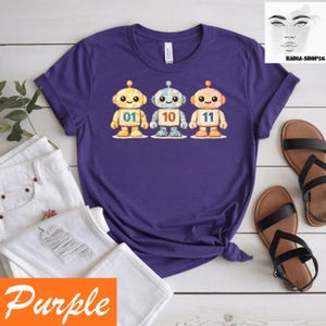 01 10 11 Robot Patchwork Programming Shirt, Binary Code Geek Tee, Survivor Coding Humor Tee, Computer Science Gift, Software Developer image 6