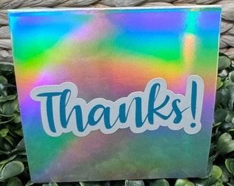 Holographic Silver Premium Mini Thank You Cards (set of 10) **FREE  SHIPPING**