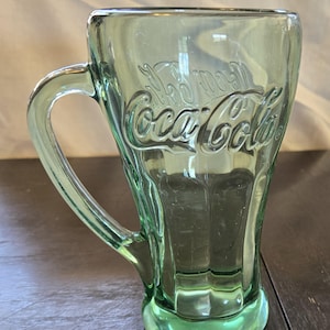 Vintage Coca Cola Libbey Green Glass Mug With Handle