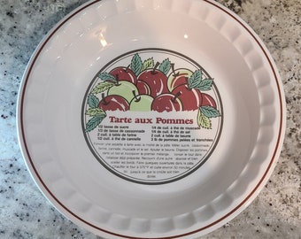 French Vintage pie plate Tarte aux Pommes Recipe