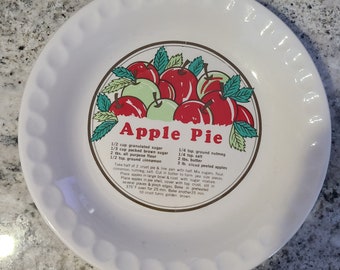 Vintage SUNNYCRAFT  Apple pie plate with recipe on it