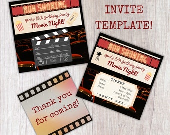 Movie Night Digital Invite Template