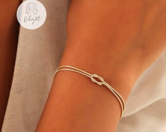 Love Knot Couples Bracelet - Snake Chain, Friendship bracelet, Mother Daughter Gift, Anniversary Gift for her, Dainty Minimalist Jewelry