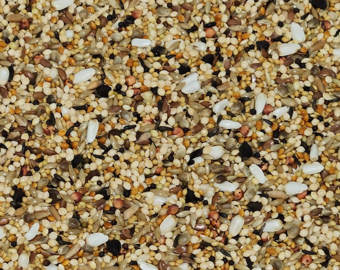 Featured listing image: Hand Crafted Universal Small Beak Seed Mix, 2.5 lbs, Parakeet, Budgie, Budgerigar, Cockatiel, Conure, Lovebird, Parrotlet, Small Hookbill