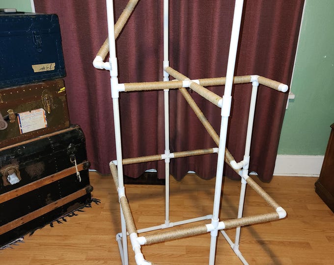 Featured listing image: DIY Bird Play Stand Guide: Deluxe PVC Parrot Gym (Digital Download) Unique design with access ramps