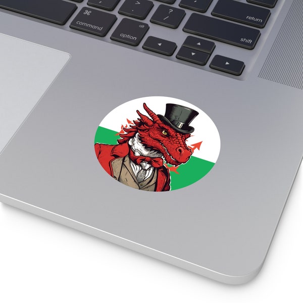 Spiffy Welsh Dragon Sticker - Fancy Welsh Dragon