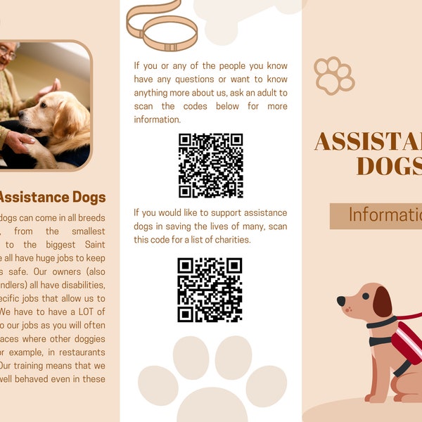 ASSISTANCE DOG LEAFLET- Information For Kids