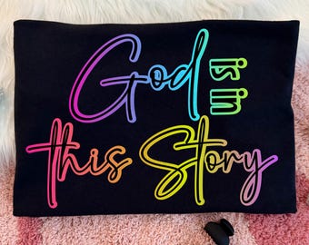 GOD IS IN This Story Neon Colorful Png, Inspirational Design, Positivity Png Svg, Mental Health, Kindness Png, Be Kind Svg, Christian Design