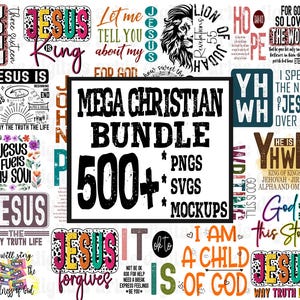 Christian PNG SVG Bundle: Faith Based Designs, Mockups (500+ Designs)