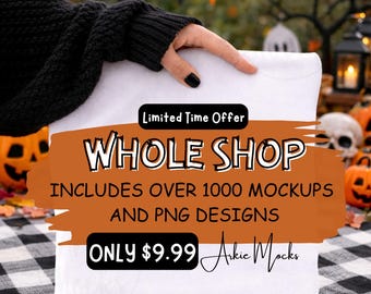 Whole Shop Bundle, 1000+ Mockup and PNGS Bundle, Comfort Colors Mockup, Gildan g80 Mockup, Png Design Bundle, Halloween Png