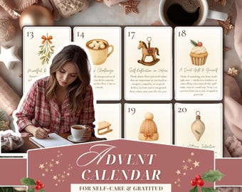 Calendario dell'Avvento per la cura di sé e la gratitudine: Schede di attività natalizie (download digitale)