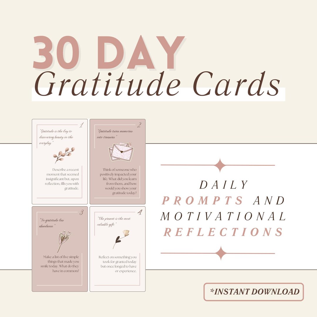 Printable Gratitude Cards | 30-day Gratitude Challenge | Gratitude ...