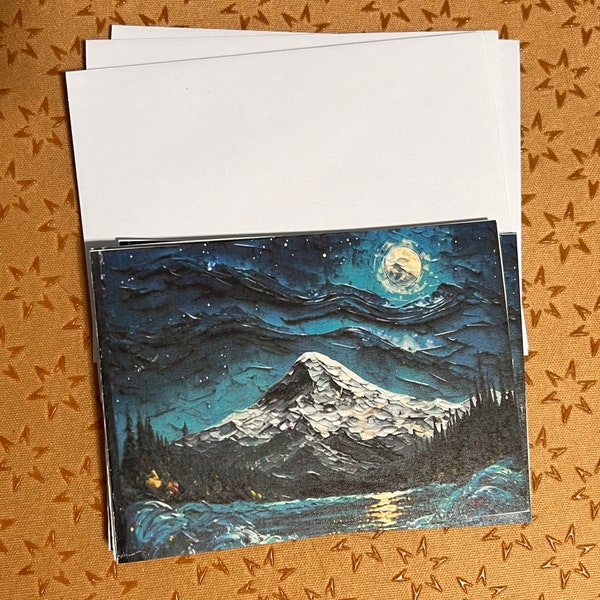 Six Mt. Rainer Starry Starry Night Cards