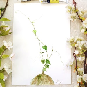 Original Aquarell Blumen Malerei: Botanische Illustration