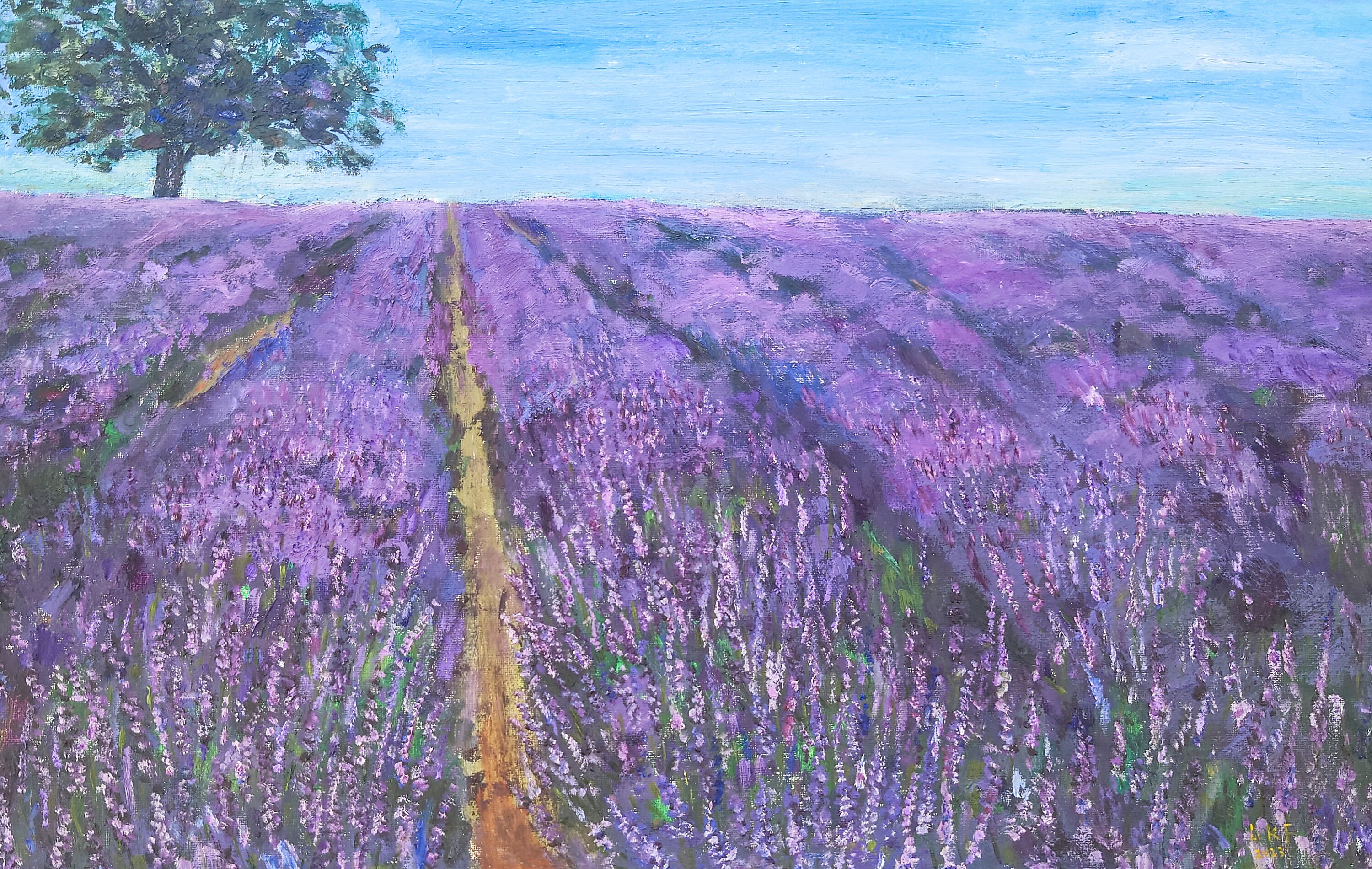 油絵(ラベンダー畑) ロンドン・メイフィールド作 ラベンダー畑 油絵（キャンバス） 60×45cm