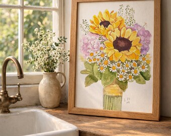 Custom Watercolor Wedding Bouquet Painting: anniversary gift Flower Keepsake Portrait