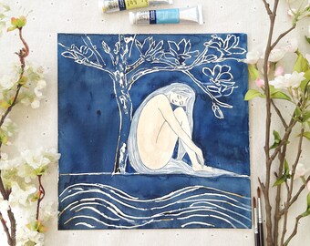 オリジナル水彩画：東洋のほろ苦さと禅の日本美術（A4） - Etsy 日本