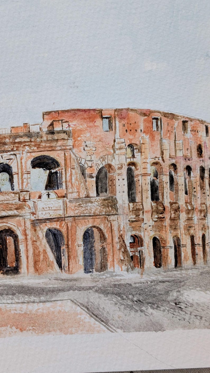 Original Rome Colosseum Watercolor Painting: Italy Landscape Art - Etsy