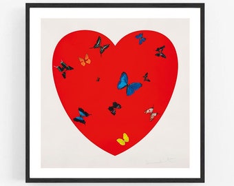 Damien Hirst – All you need is love, love, love, Giclée-Druck, Herz-Poster