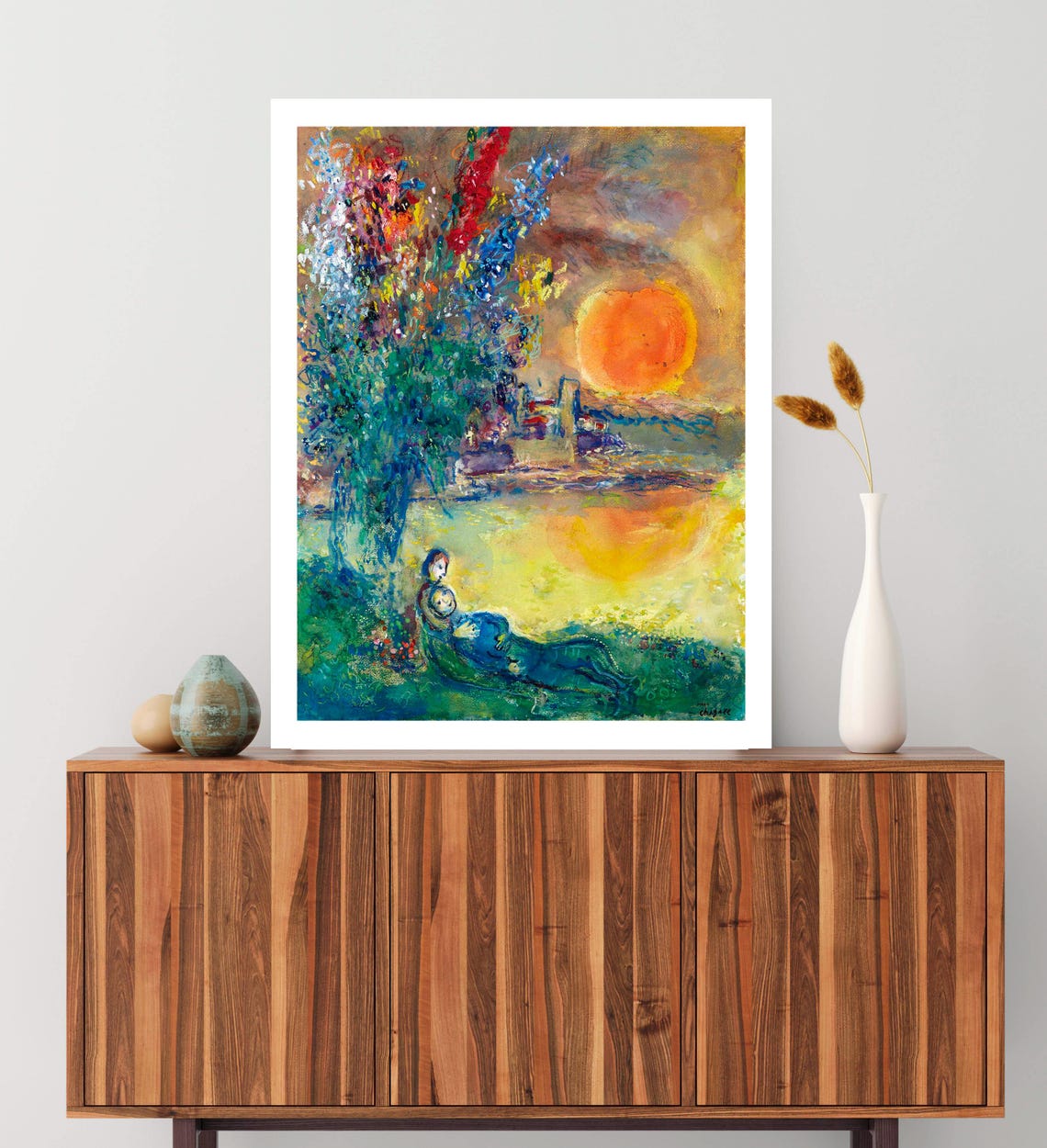 Marc Chagall - Red Moon at Cape Antibes, Fine Art Giclee Print, Love ...