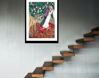 マルク・シャガール - 3本のキャンドル、ファインアートジクレー版画