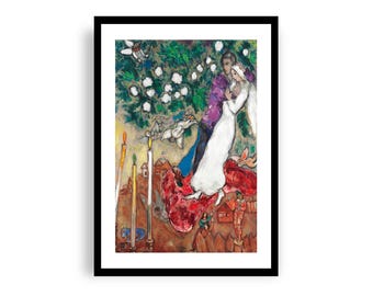 マルク・シャガール - 3本のキャンドル、ファインアートジクレー版画